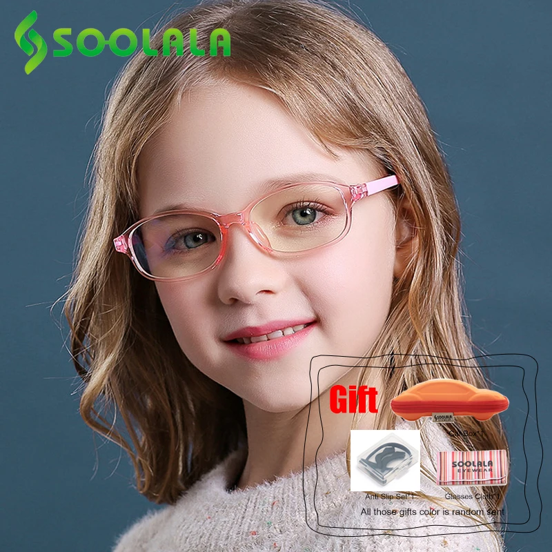 

SOOLALA 2pcs Square Anti Blue Light Glasses Kids Silicone Optical Frame Boys Girls Computer Eyeglasses Anti Radiation Glasses