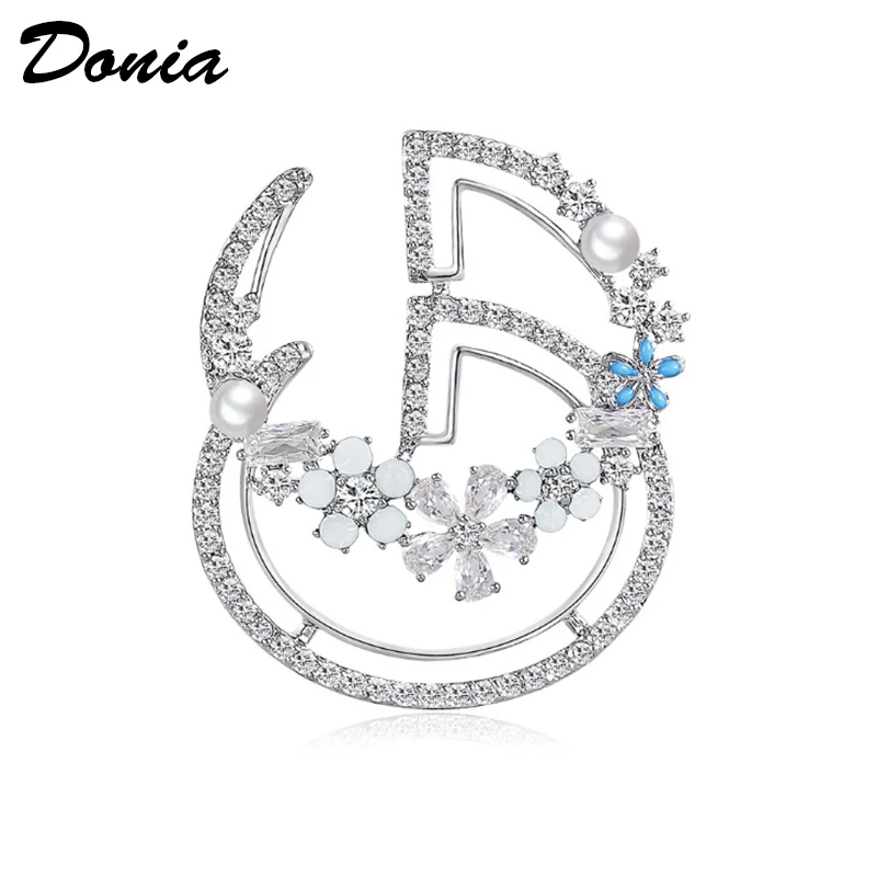 Donia jewelry Fashion high-end Korean brooch ladies hollow letter brooch AAA zircon clothing collar needle scarf pin