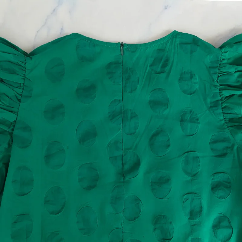 Повседневная Цветочная блуза в горошек с длинным рукавом-фонариком и