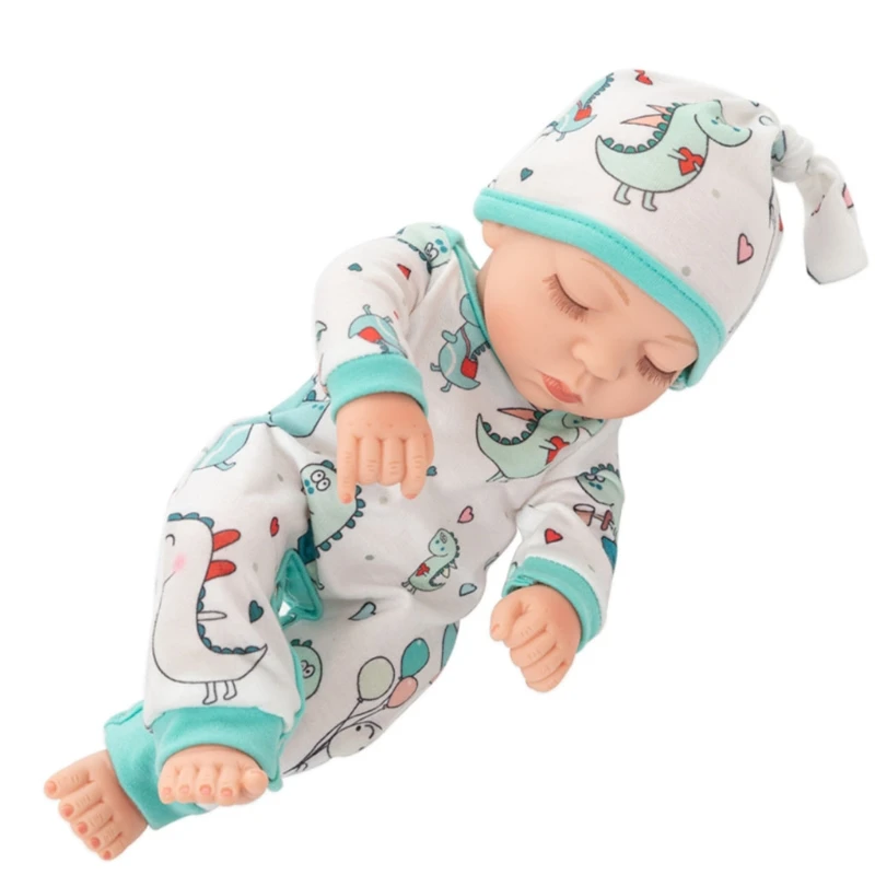 

10.6inch Silicone Real Baby Girl Lifelike Educational Interactive Doll Body Silicone Vinyl Doll Soft Body Colorful Dress 066B