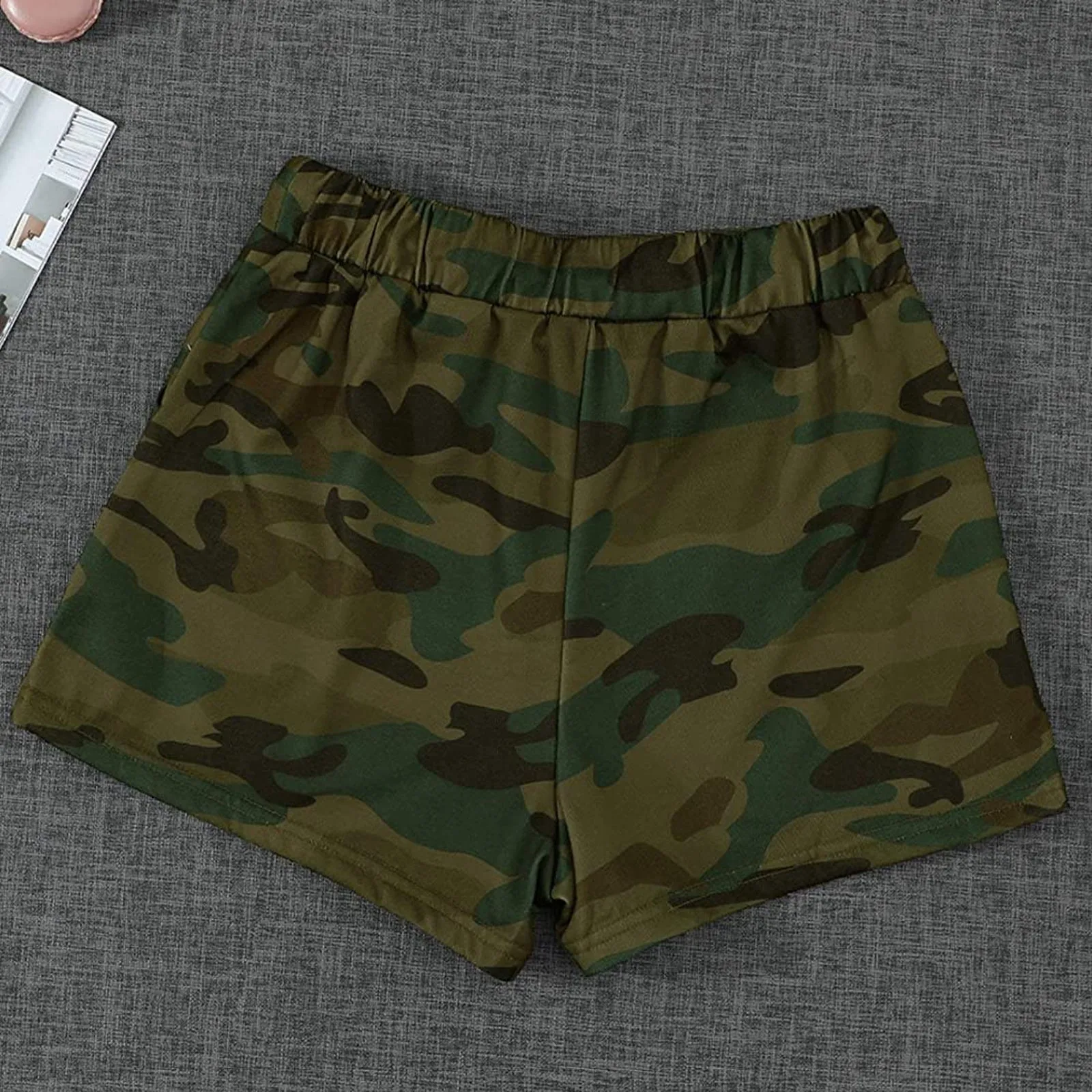 

Skinny Shorts Elastic-waist Candy 2021 Womens Comfy Camo-shorts Drawstring Elastic Waist Pockets Casual Beach Pants