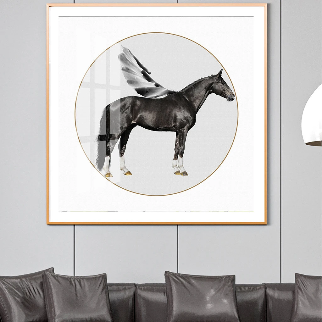 

TAbstract Modern Black and White Horse wall art Nordic posters and aisle prints porch canvas staircase murals living Room Porch