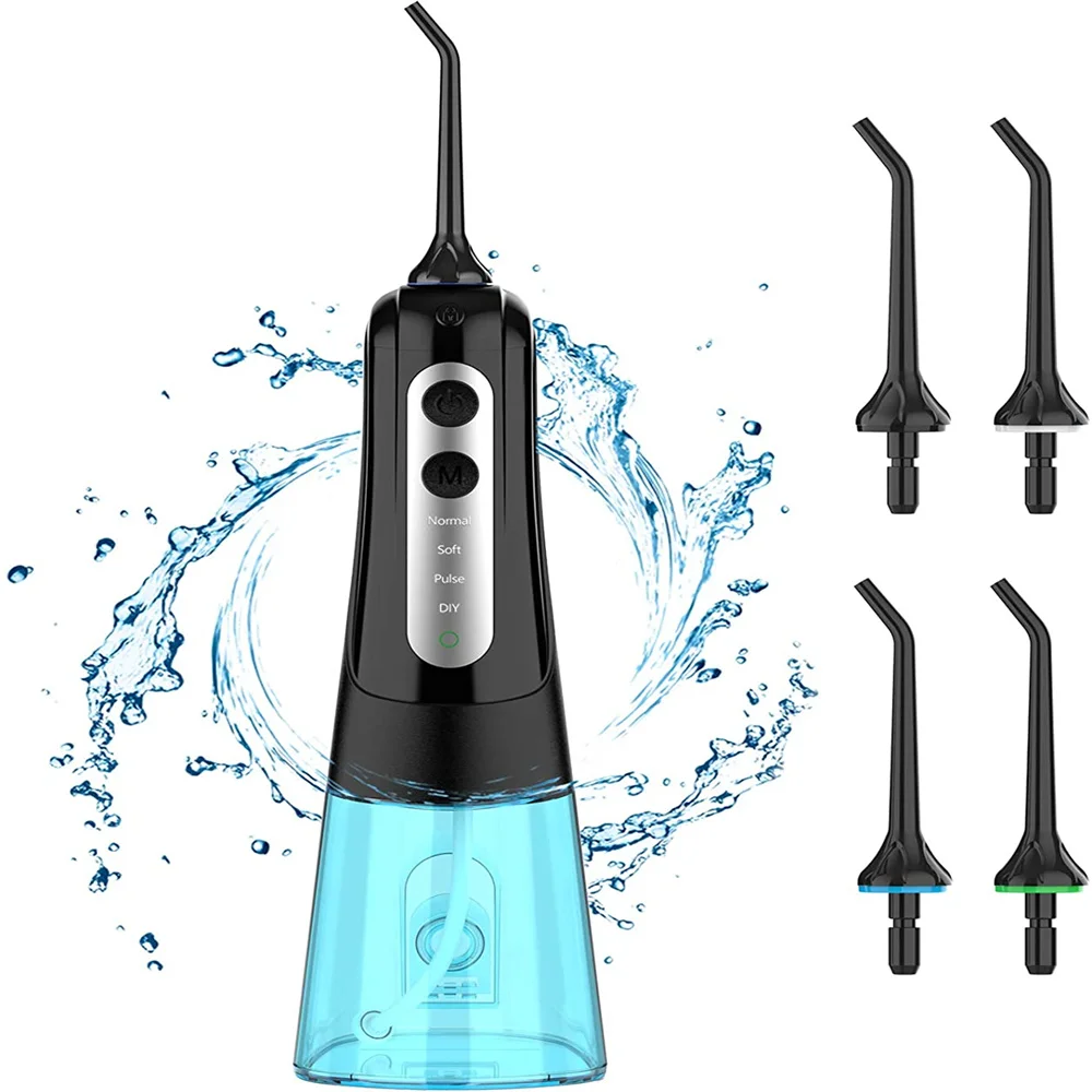 

300ML New Electric Oral Irrigator USB Rechargeable Portable Water Dental Flosser IPX7 Water Jet for Cleaning Teeth with 4 Nozzle