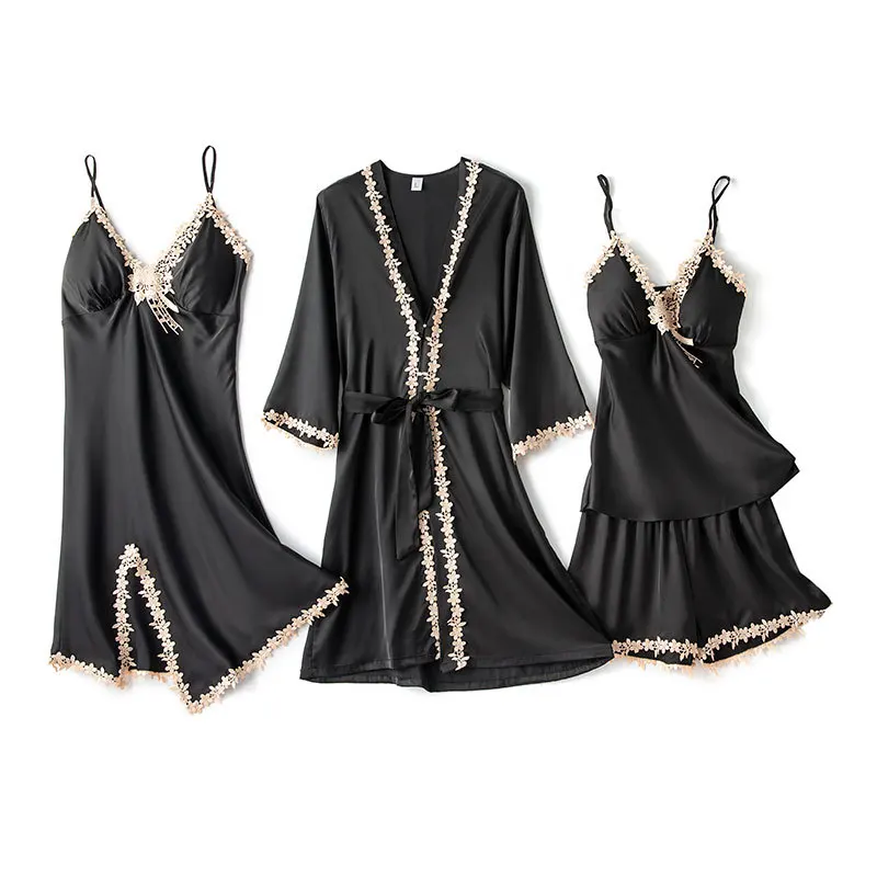 

Spring Summer New Pajamas Suit Female Sexy Satin Home Clothing Novelty Pyjamas Casual Satin Nightwear Intimate Lingerie