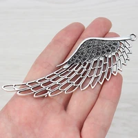 3 x tibetan silver metal large angel wing feather charm pendants for necklaces jewelry making findings 106x38mm