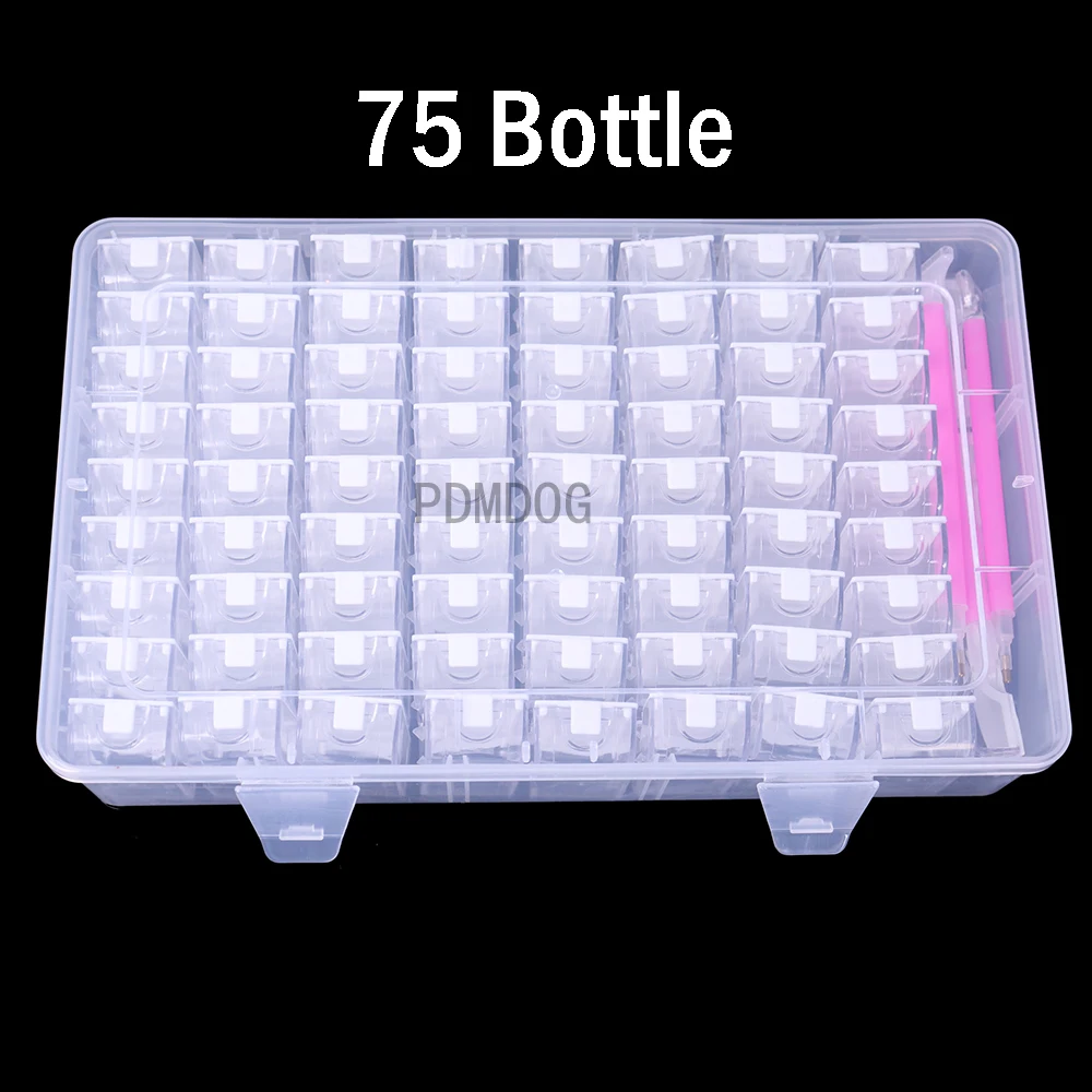 

Новый продукт, 75 бутылок, пластиковая коробка для хранения с этикеткой, наклейкой, ювелирные изделия, дизайн ногтей, алмазная живопись, коро...