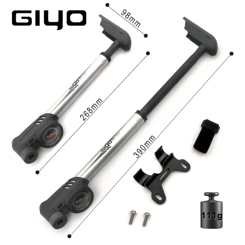 GIYO 120 фунтов/кв. дюйм MTB Мини манометр насоса Schrader (Шрадер)/нержавеющий ниппель