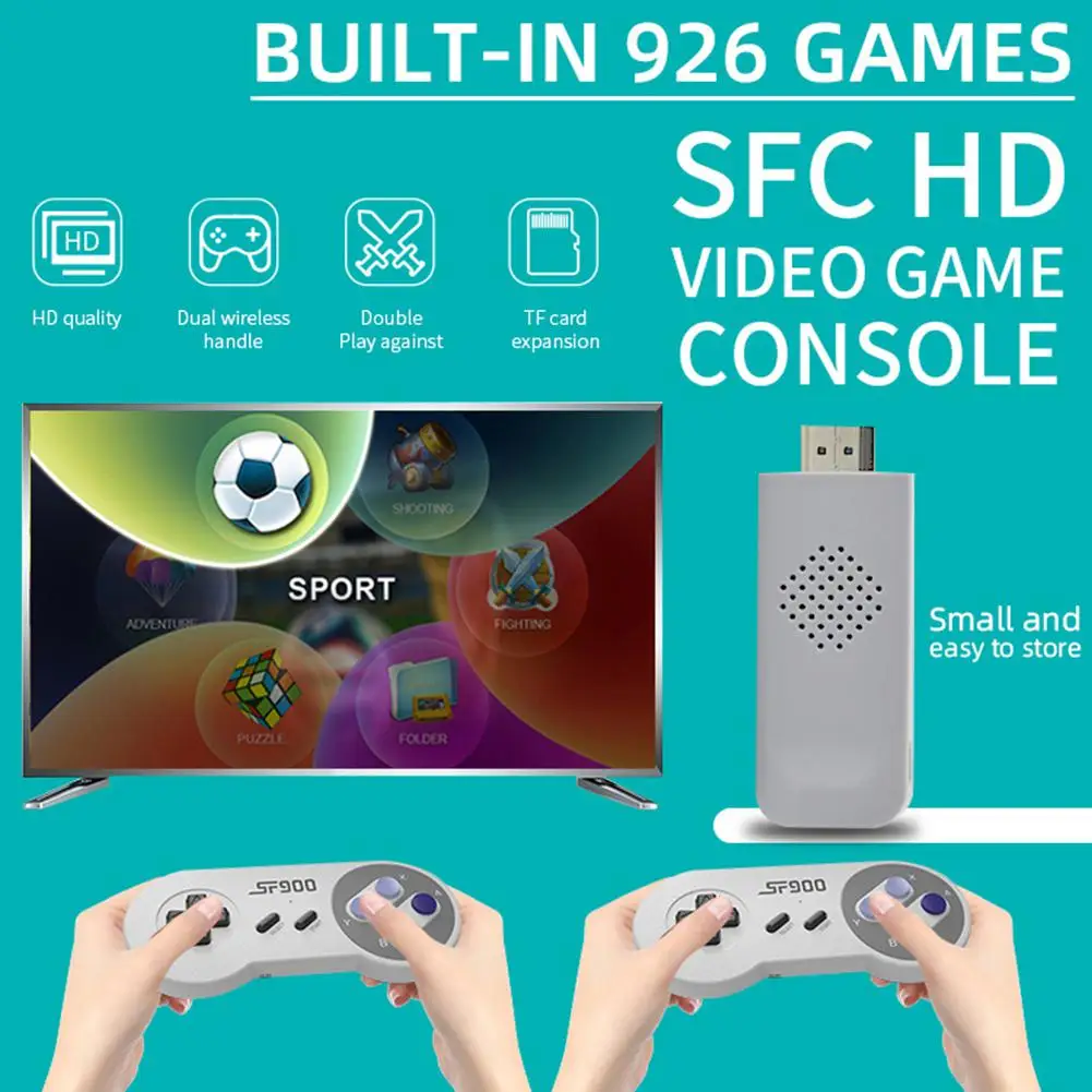 2021 SF900 Беспроводная консоль для Sega Genesis Game HD Family SFC ТВ игровая двойная со