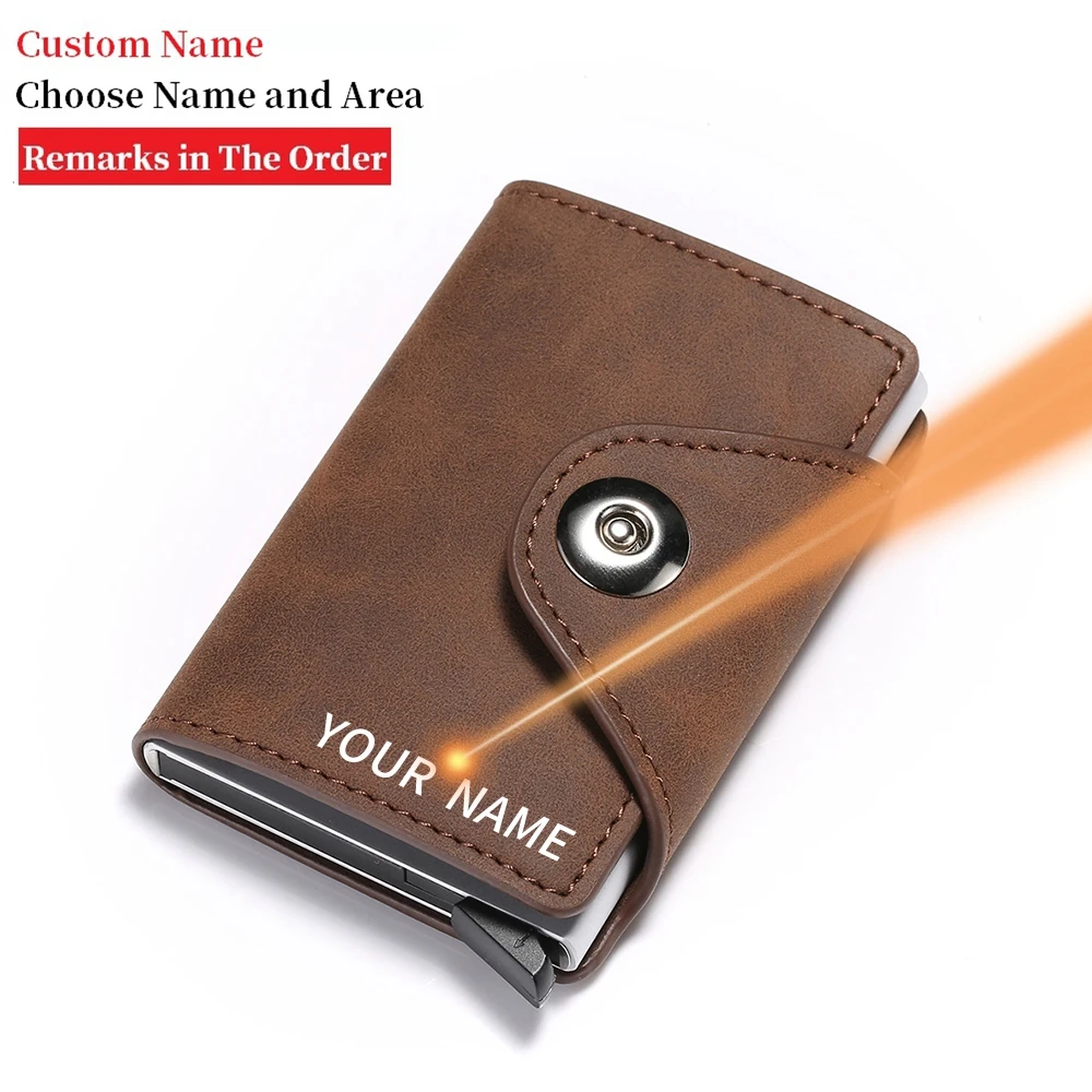 Custom name Man Women Smart Wallet RFID Business Card Holder Rfid Wallet Aluminum Metal Credit Business Mini Card Wallet