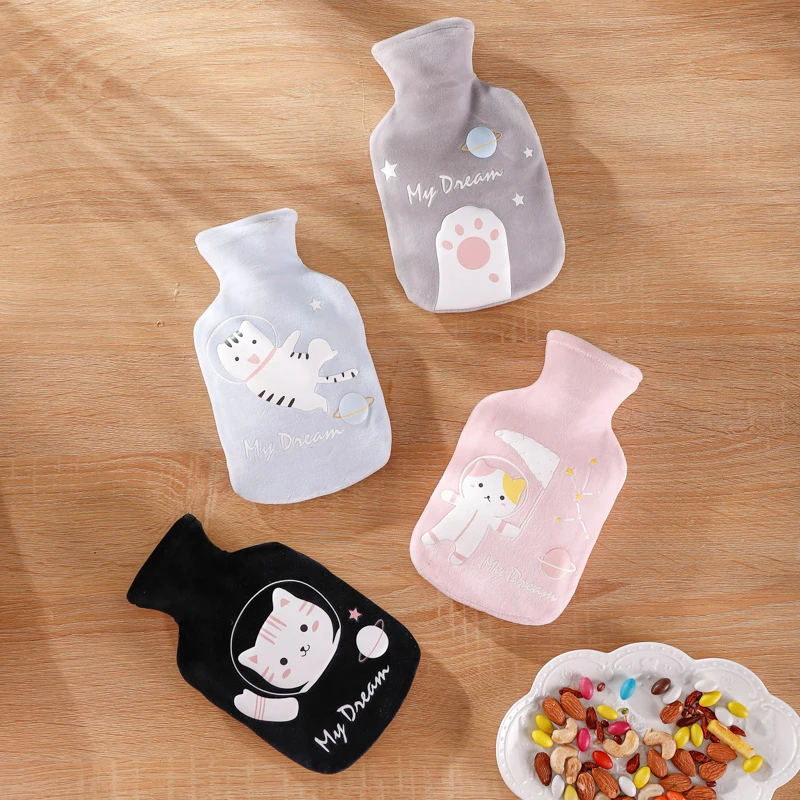 Симпатичная бутылка для горячей воды с принтом кота грелка рук снятия стресса и
