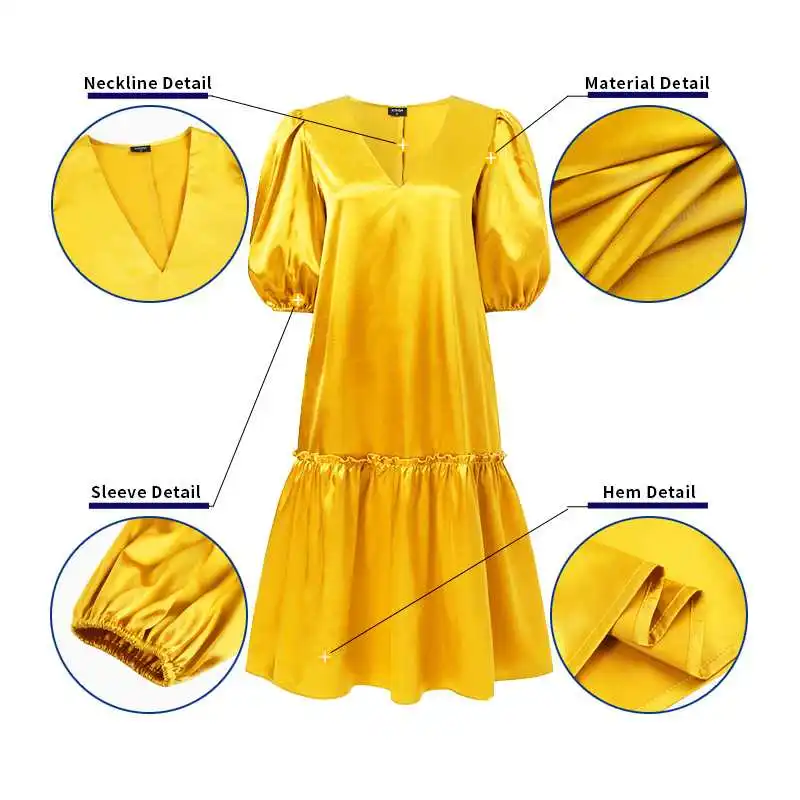 

Summer Dress VONDA 2021 Sexy Party Pleated Dresses Midi Vestidos Casual Half Sleeve Deep V Neck Beach Sundress Plus Size Robe