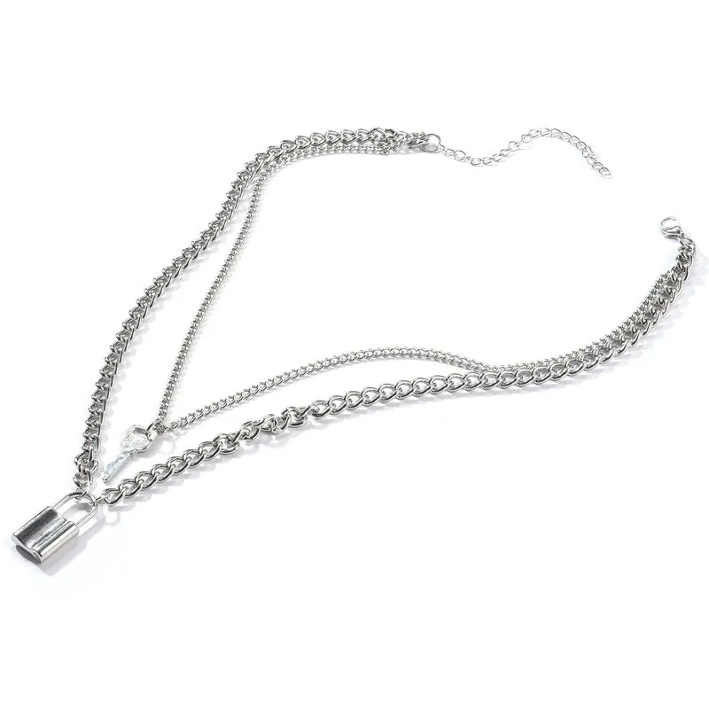 Женское Ожерелье серебряного цвета с кулоном в виде ключа замка|Ожерелья