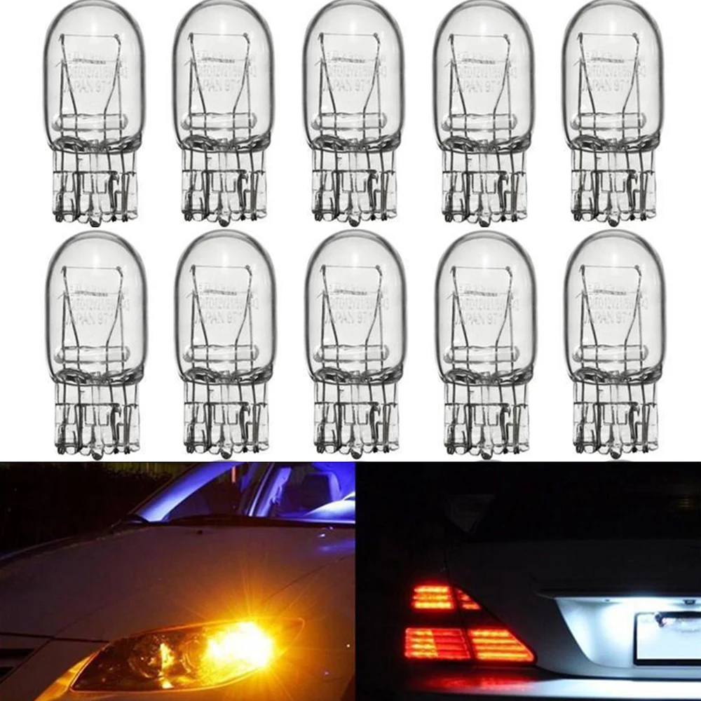 

10Pcs T20 7443 W21/5W Car Auto Clear Glass Car Turn Signal Stop Brake Light Tail Light Lamps Bulbs Replacement Car Accessories