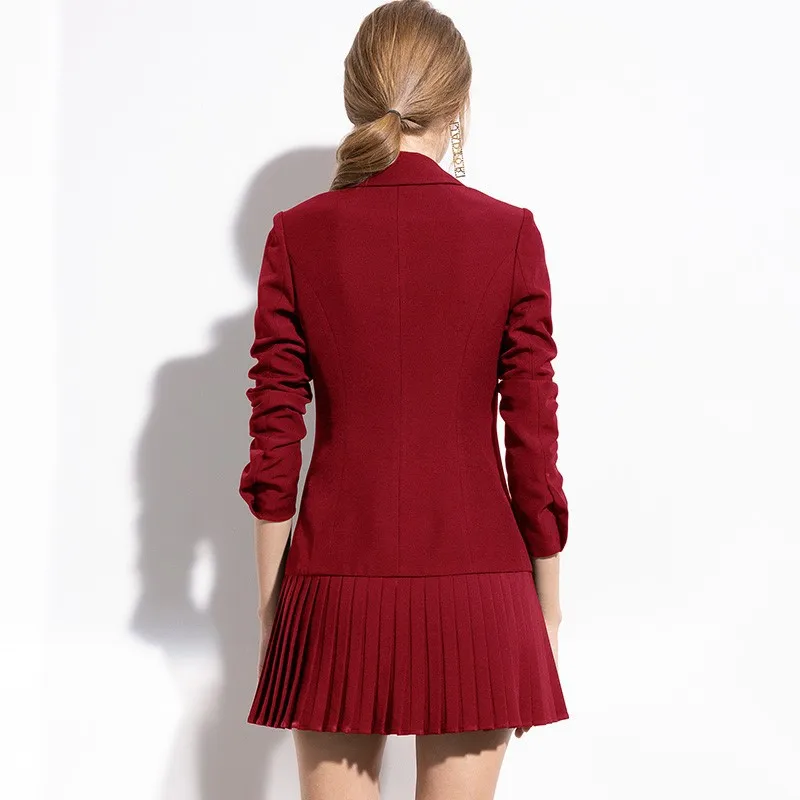 Женский костюм с длинным рукавом Блейзер двубортное платье куртка Весенняя