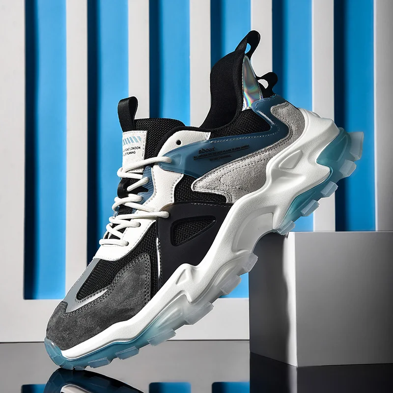 

PU Leather Men's Casual Shoes High Quality Mixed Colors Men Sneakers Breathable Male Footwear Autumn Winter Height Increasing 45