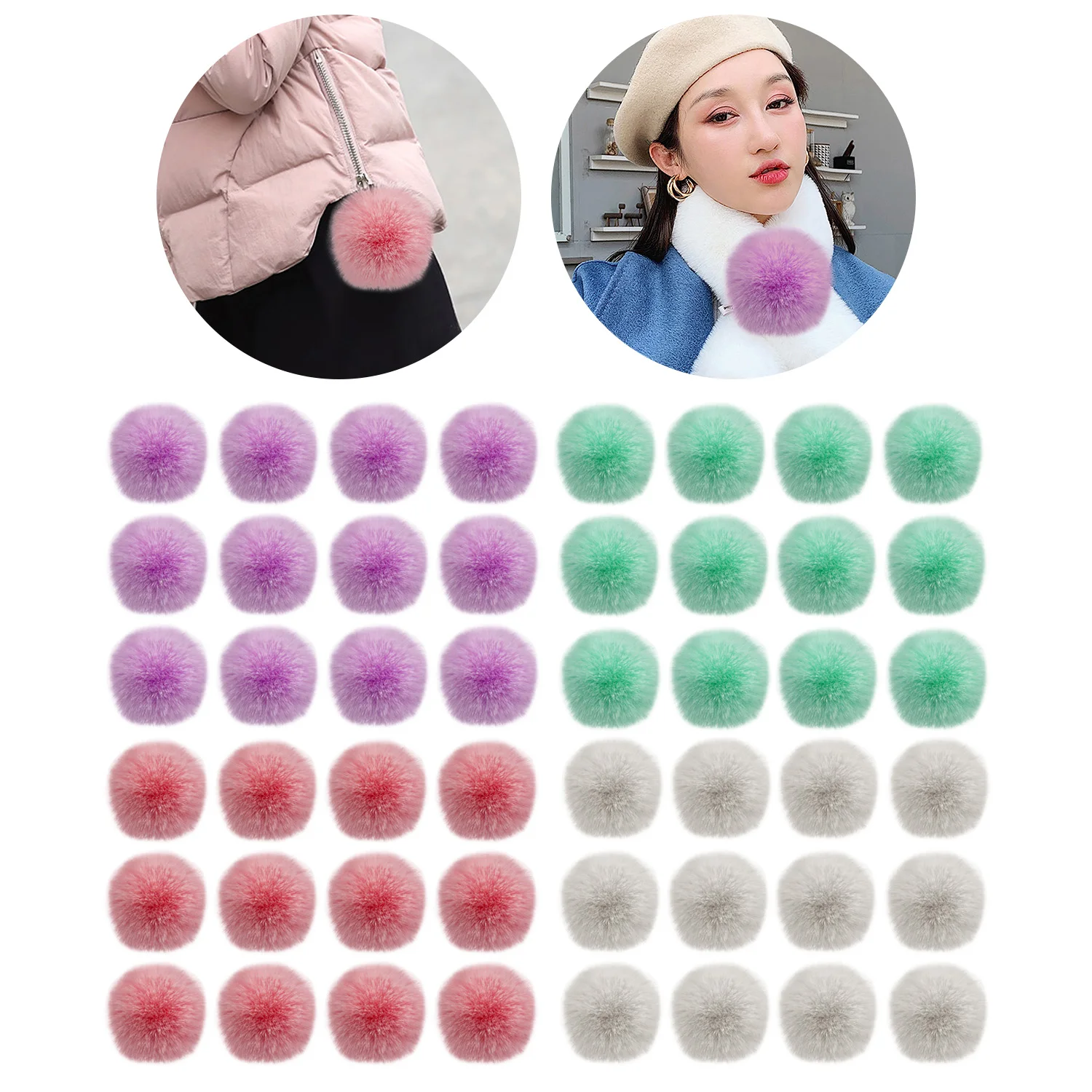 12 шт. 5 см помпоны из искусственного меха с эластичными петлями для вязания шапок