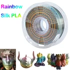Радуга Шелковый PLA 1,75 мм 500g250g 3D-принтеры нити Радуга Цвет текстура богатый блеск Dis Цвет моделирование печать Материал