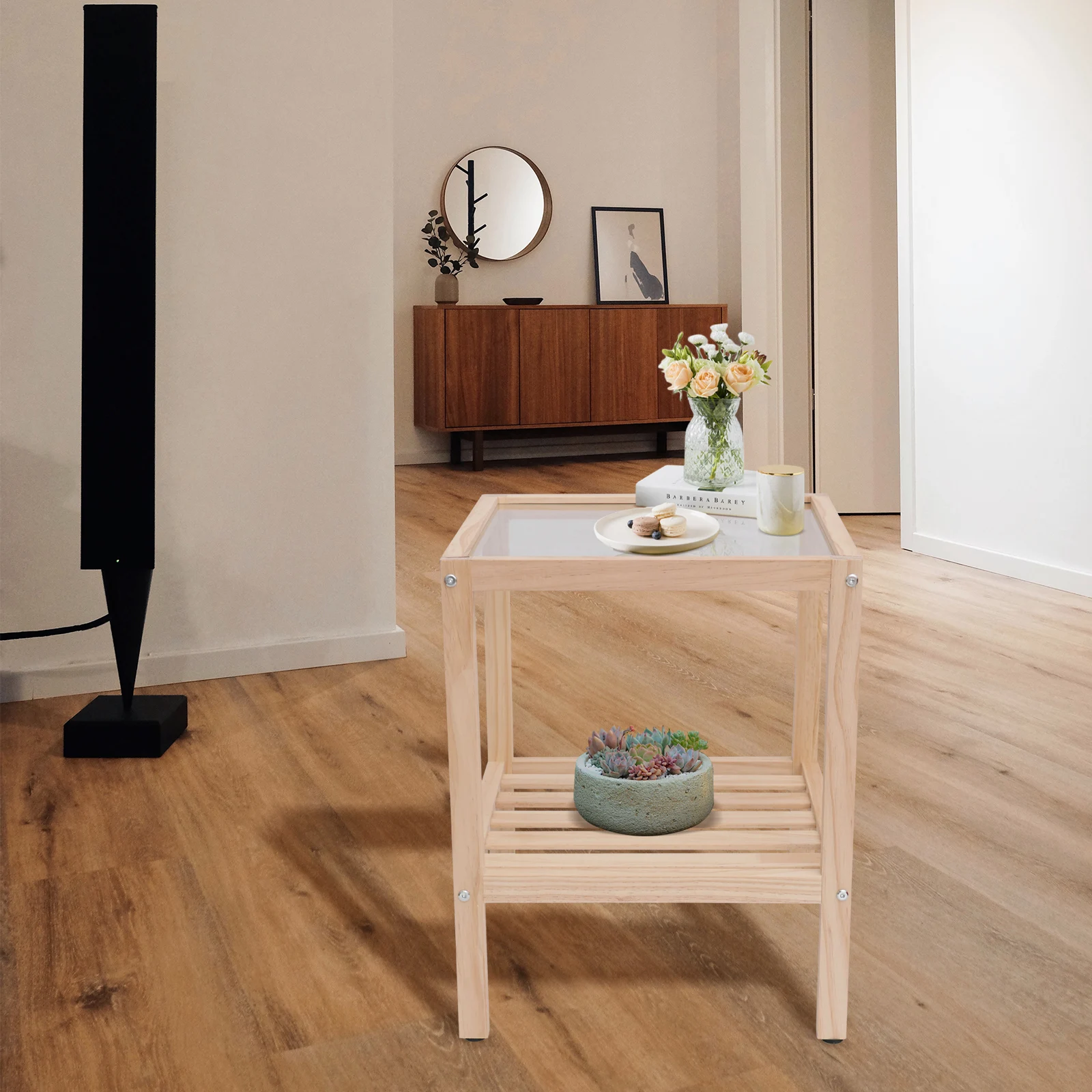 

1Pc Bedside Cabinet Wooden Storage Cabinet Sofa Side Table Home Furniture
