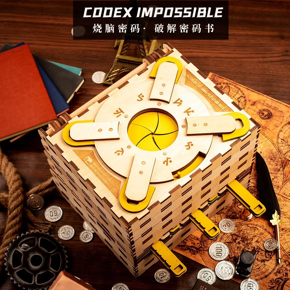 Rompecabezas de madera del Codex para adultos, rompecabezas de madera DIY, libro de c&oacute;digos de alta dificultad, juguetes interesantes de decodificaci&oacute;n-0