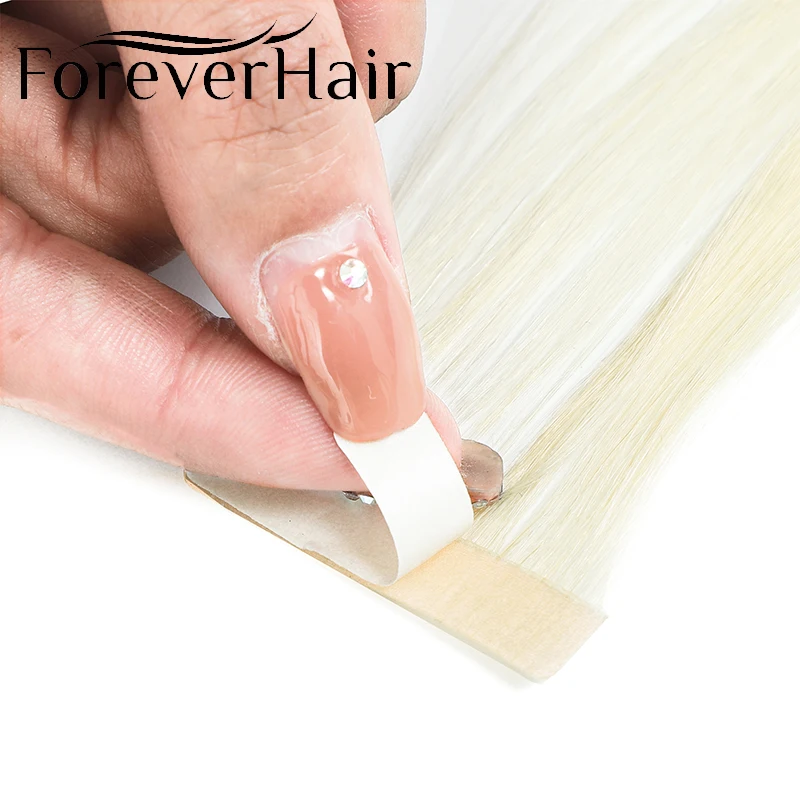 Forever Hair настоящие волосы Remy, бесшовные волосы на ленте, человеческие волосы для наращивания, 5 шт., только шелковистые прямые волосы для европейского салона