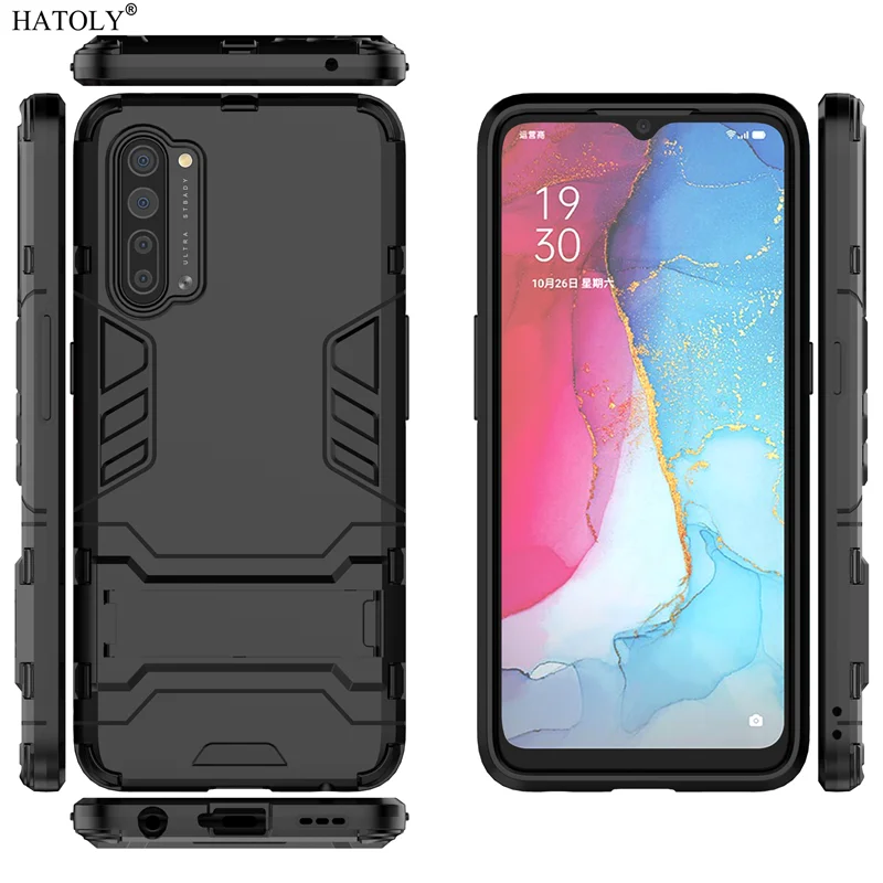 for oppo reno 3 case cover armor holder stand shockproof bumper smooth hard back cover for oppo reno3 phone case for oppo reno 3 free global shipping