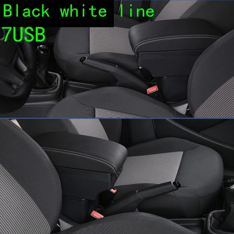 Black white line7usb Для Ford ECOSPORT подлокотник коробка ecosport автомобильные аксессуары заряжаемый удар-бесплатно USB до и после - Название цвета: Black white line7usb
