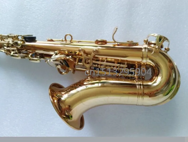 Латунный Саксофон сопрано с золотистым вырезанным узором Bb изгиб саксофон