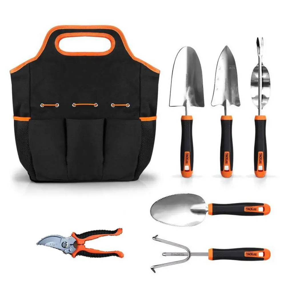 Набор садовых инструментов из нержавеющей стали комплект 7 предметов с сумкой