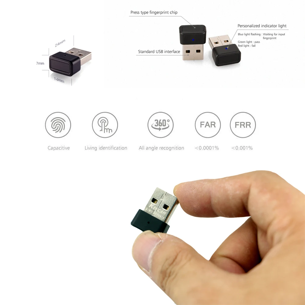 Мини USB считыватель отпечатков пальцев для Windows 7 8 10 hello Touch мультибиометрический