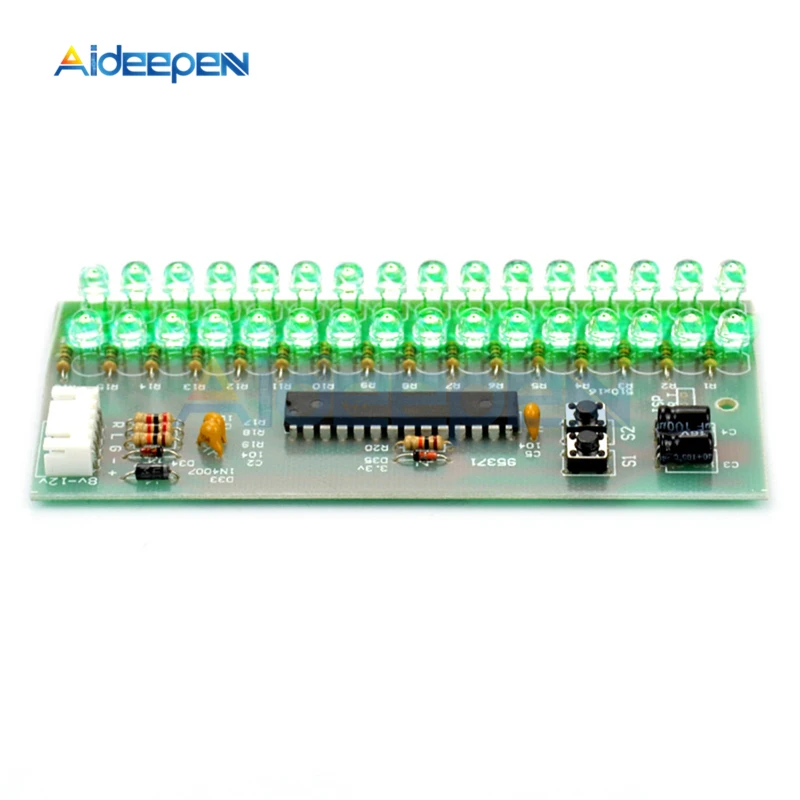 DC 8 V-12 V 16 Светодиодный двухканальный MCU Регулируемый Дисплей узор светодиодный VU измеритель уровня индикаторный усилитель аудио Музыка выравнивания модуль