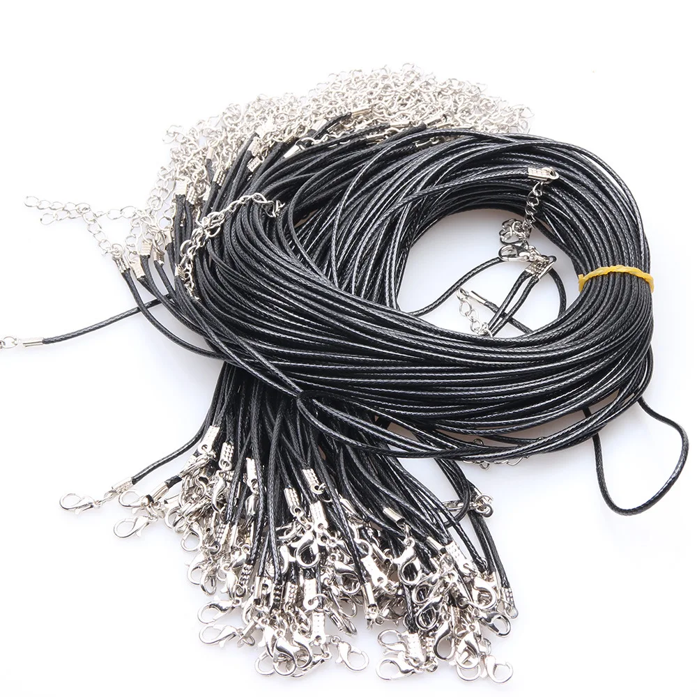 

10Pcs Real Handmade Leather Adjustable Braided Rope Necklaces & Pendant Charms Findings Lobster Clasp String Cord 3 Models