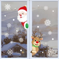 2pcs merry christmas wall stickers santa claus reindeer snowflakes window glass wall decals new year home decoration murals
