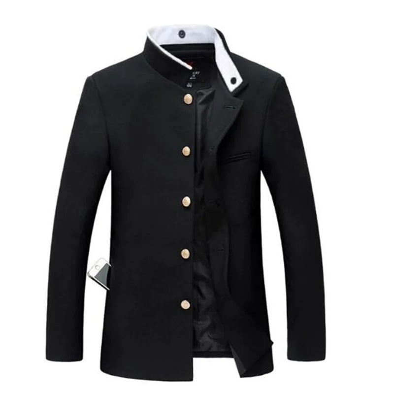 Для мужчин пиджак куртки 2021 Весенняя Новинка черный тонкий туника куртка