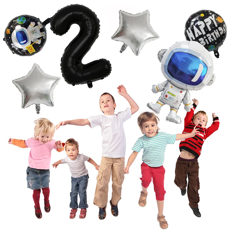 

Outer space astronaut party boy birthday party decoration banner rocket spaceship foil balloon galaxy solar system theme gift