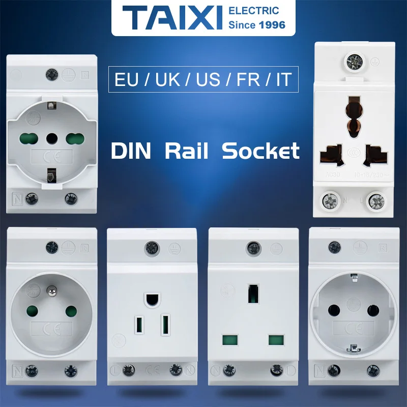 Великобритания США ЕС FR IT Стандартный модульный Din Rail разъем 16A 25A 250V Промышленная