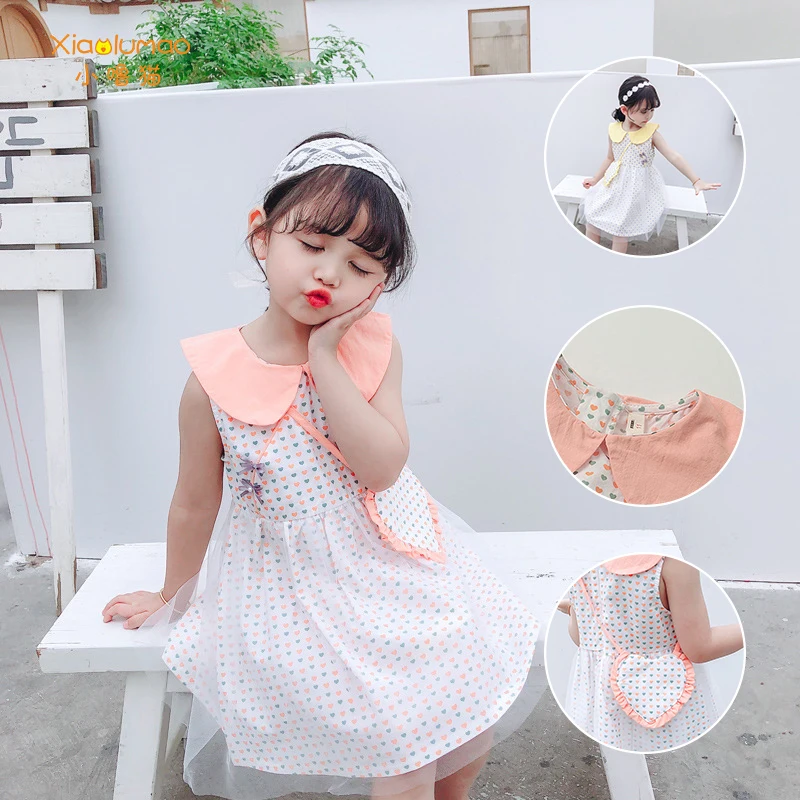Милое Платье для девочек корейское платье маленьких принцесс костюм из хлопка