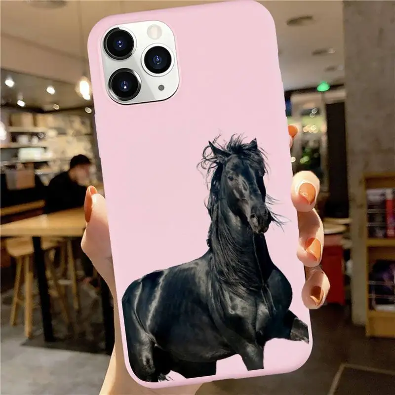 

horse Animal running Phone Case Candy Color for iPhone 6 7 8 11 12 s mini pro X XS XR MAX Plus