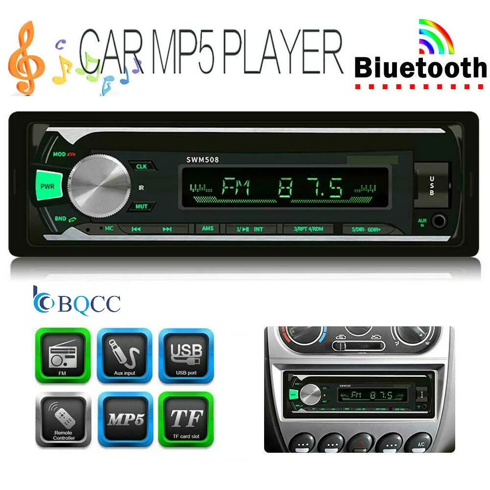 Автомобильный стереопроигрыватель 1DIN Bluetooth MP3 плеер AUX USB аудио копировальный