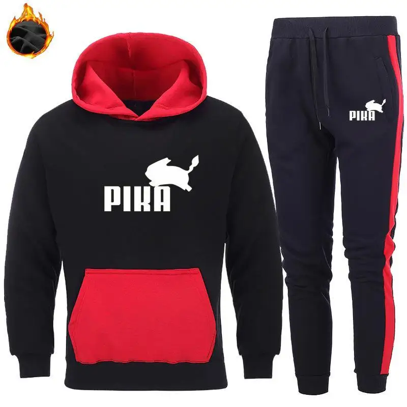 

2021 Tracksuit Men Fashion Men's Sportswear Color Splice Hoodie Vetement Homme Jogging Homme Tracksuit 2-Piece Hooded Sweatshirt