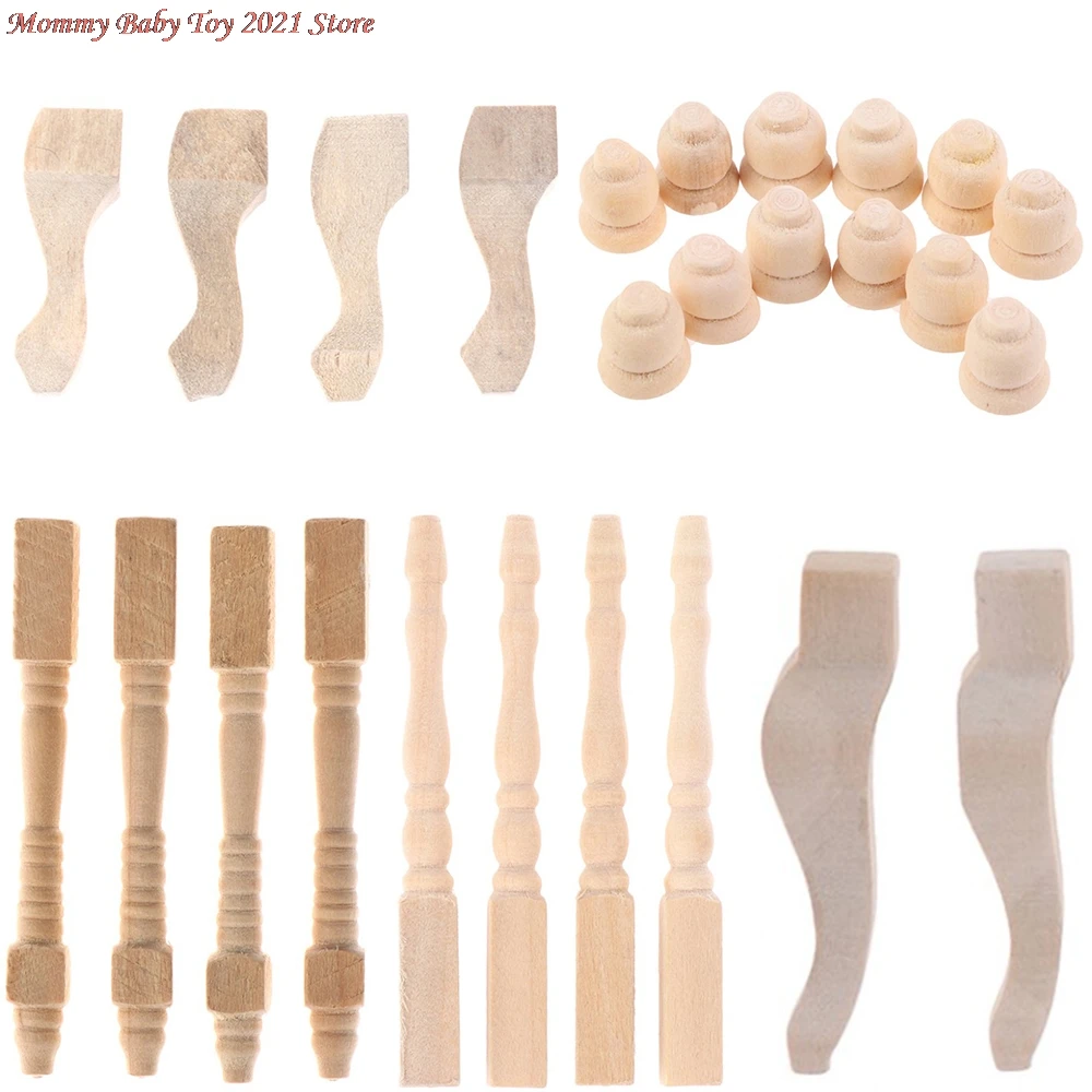 

4/10/12pcs Cabinets Tea Table Legs Sofa Legs 1:12 DIY Doll House Mini Furniture Parts Handmade Accessories