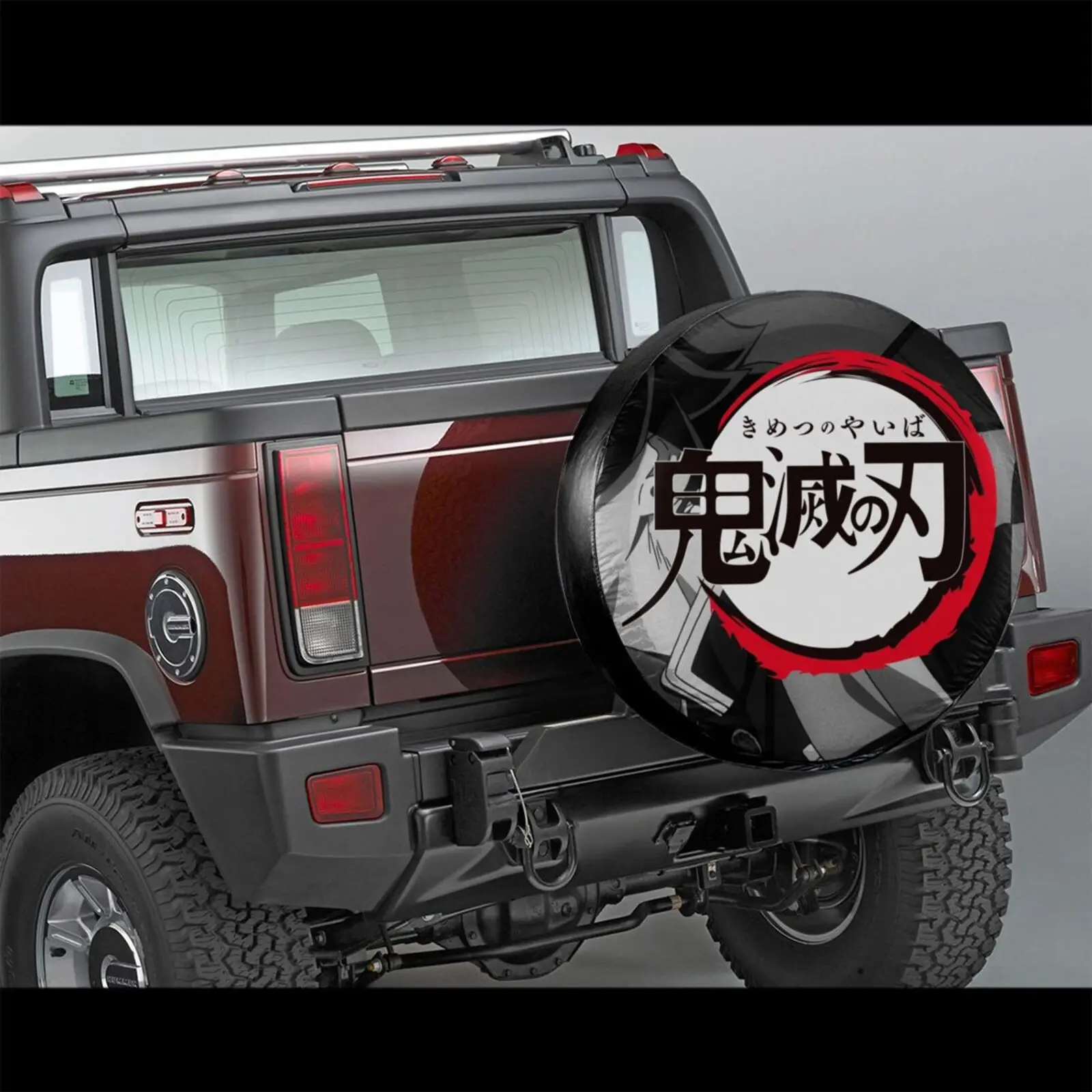 

Car Tire Accessories 3d Print Demon Slayer Tanjirou Spare Tire Cover Polyester Fabric Universal Fits Most Cars