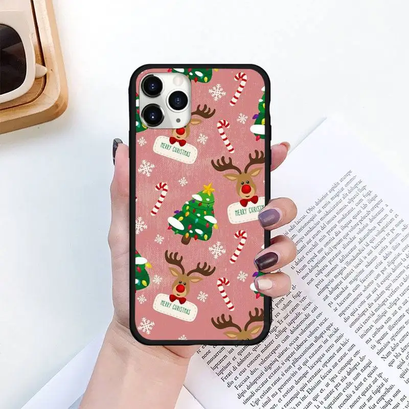 

Christmas Cartoon Deer Phone Cases for iPhone 11 12 pro XS MAX 8 7 6 6S Plus X 5S SE 2020 XR mini