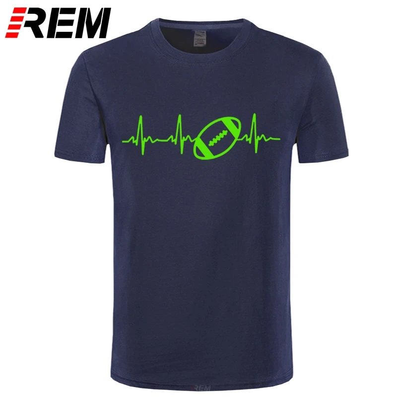 Мужская футболка с коротким рукавом REM Heartbeat of American footballer хлопковая Футболка Rugbyer