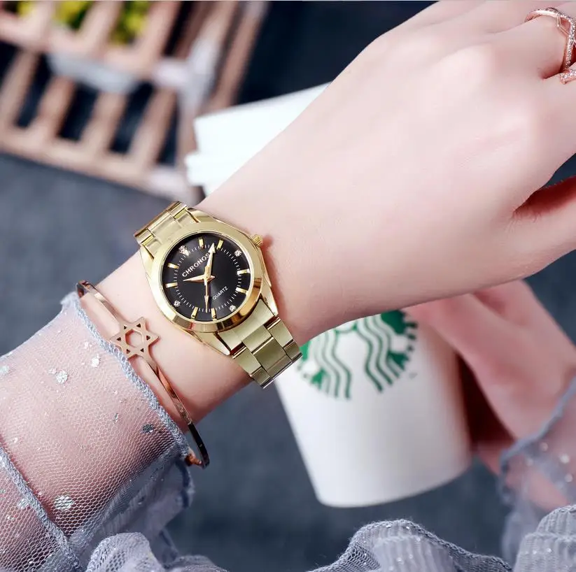 Фото Женские часы CHRONOS, роскошные модные кварцевые часы круглой формы с ремешком из нержавеющей стали, водонепроницаемые наручные часы CH32 №2