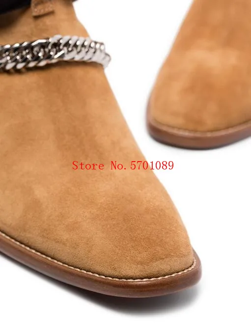 Мужские ковбойские ботинки в стиле рок Ботинки из натуральной замши с пряжкой на