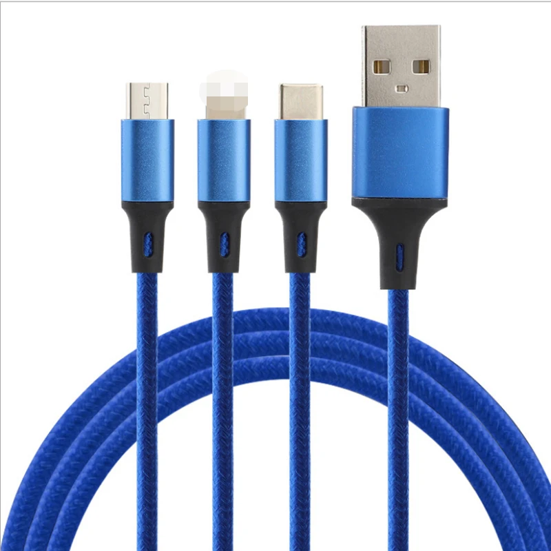 3 в 1 USB кабель для iphone6 или выше и type-C Micro Для HUAWEI samsung oppo vivo быстро затвердевающий |