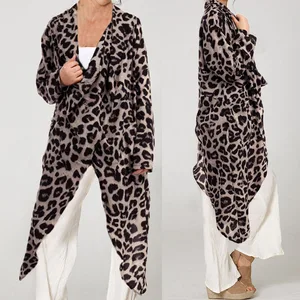 Женские топы и блузки Celmia, винтажные Асимметричные рубашки с леопардовым принтом и воротником-хомутом, Осенние повседневные женские блузки с длинным рукавом, 2021