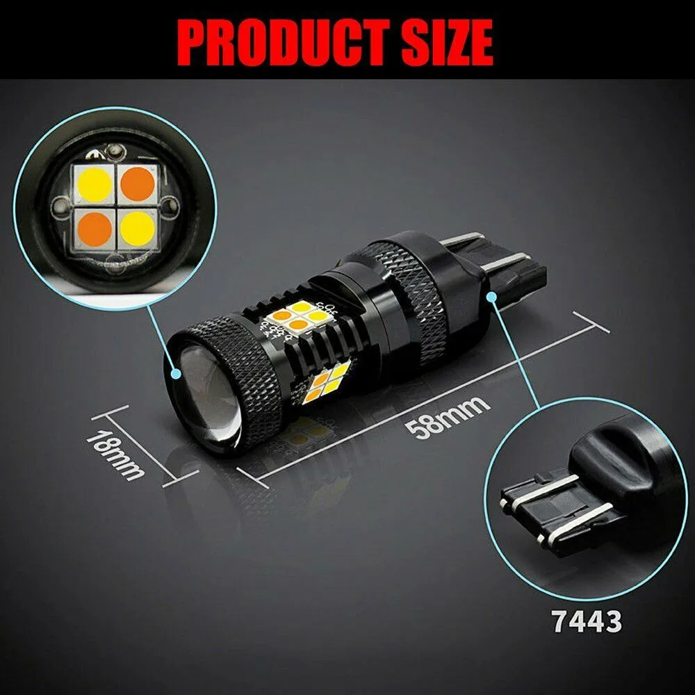 

2pcs High Power 3157 Switchback 16K LED Bulb For Chevy 3157 3157A 3057 3155 Amber White LED Turn Signal Light