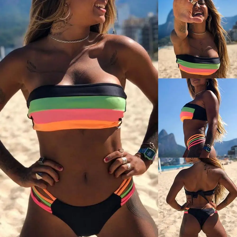 Качественный Женский Топ без бретелек бикини бюстгальтер купальник грудь