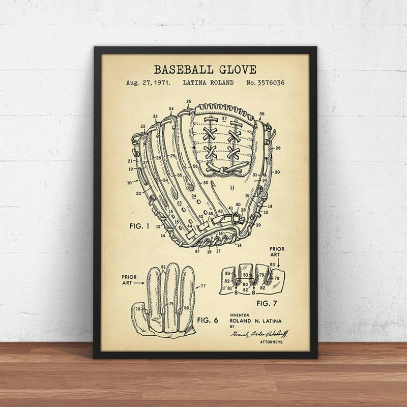 Бейсбольные перчатки с патентованным принтом настенные художественные